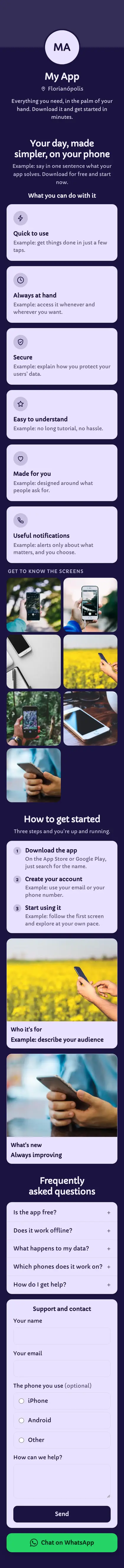 Example mini site: My App
