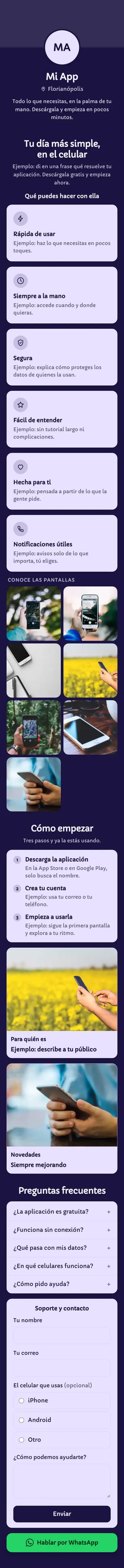 Ejemplo de mini sitio: Mi App