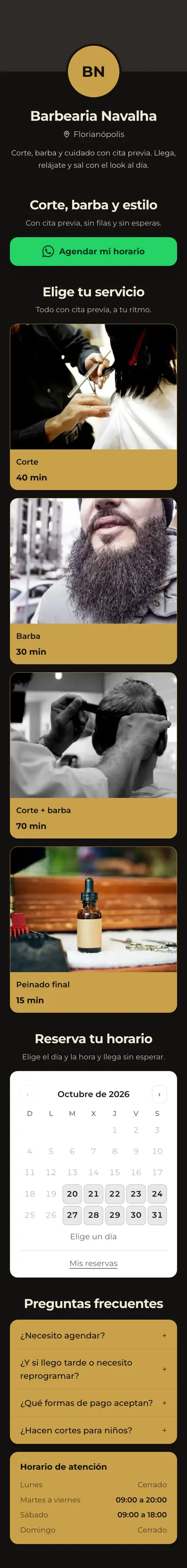 Ejemplo de mini sitio: Barbearia Navalha