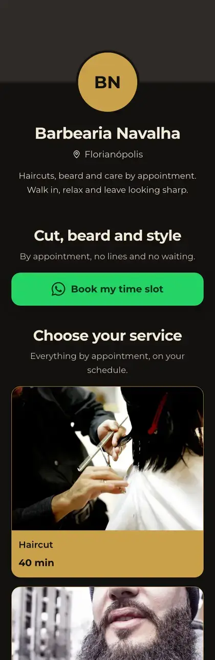 Example mini site: Barbearia Navalha