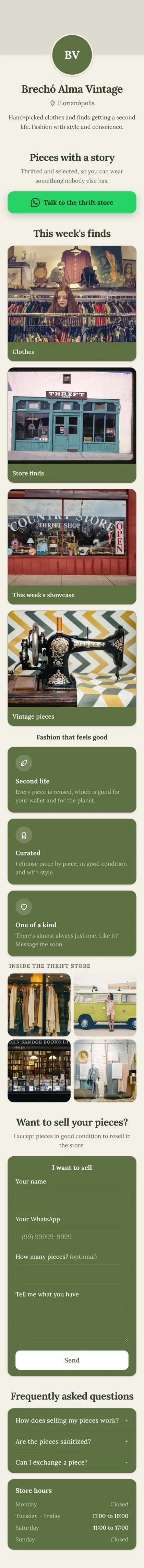 Example mini site: Brechó Alma Vintage