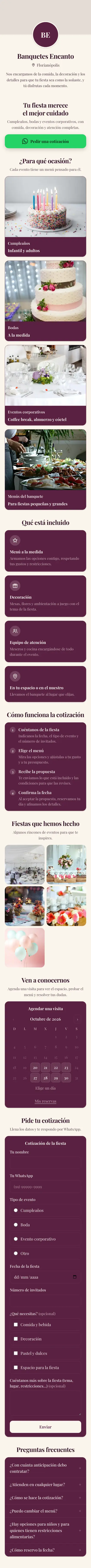 Ejemplo de mini sitio: Banquetes Encanto
