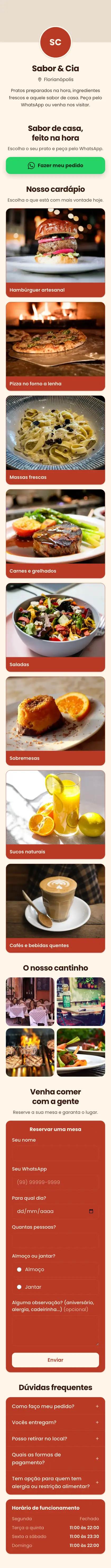 Exemplo de mini site: Sabor & Cia