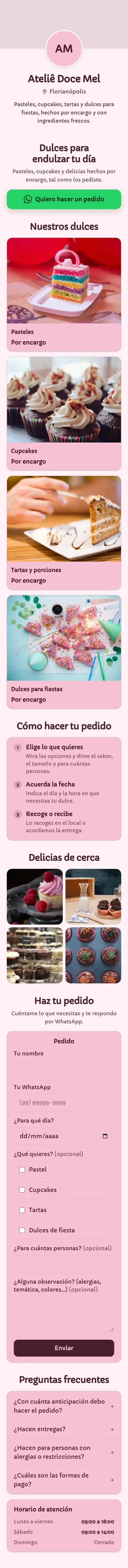 Ejemplo de mini sitio: Ateliê Doce Mel