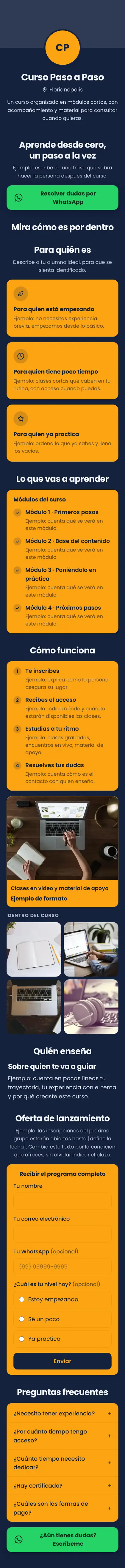 Ejemplo de mini sitio: Curso Paso a Paso