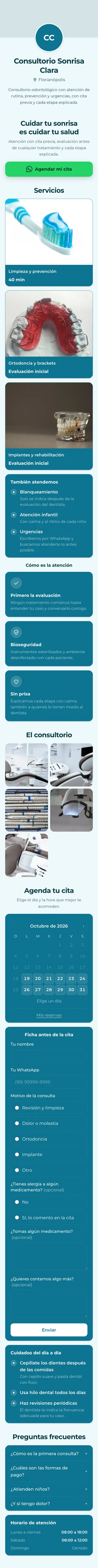 Ejemplo de mini sitio: Consultorio Sonrisa Clara