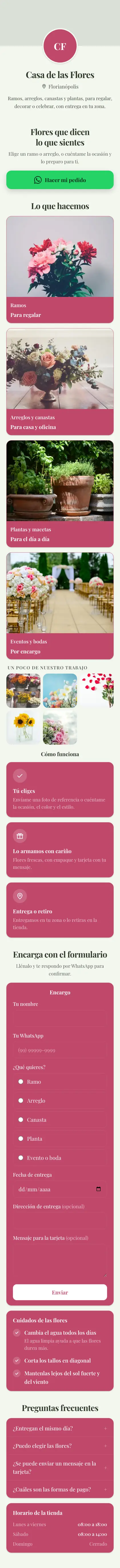 Ejemplo de mini sitio: Casa de las Flores