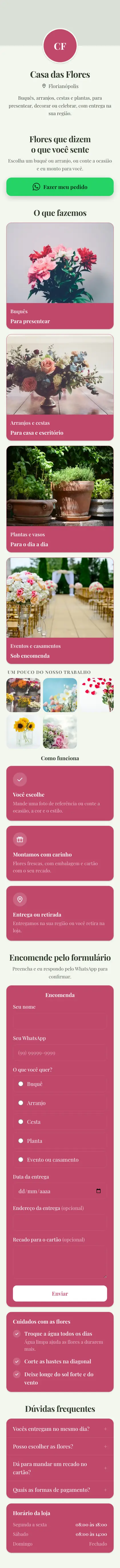 Exemplo de mini site: Casa das Flores