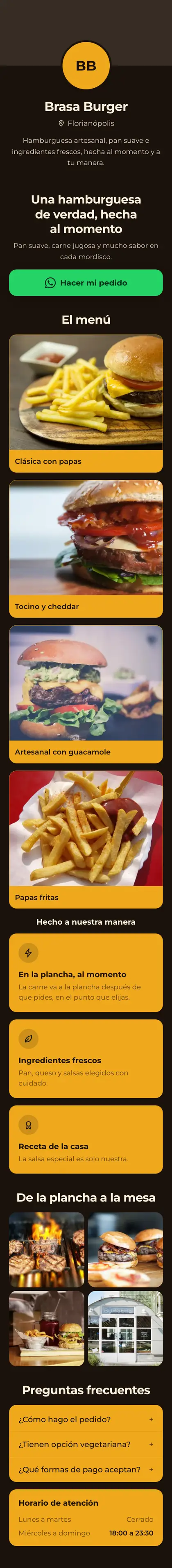 Ejemplo de mini sitio: Brasa Burger