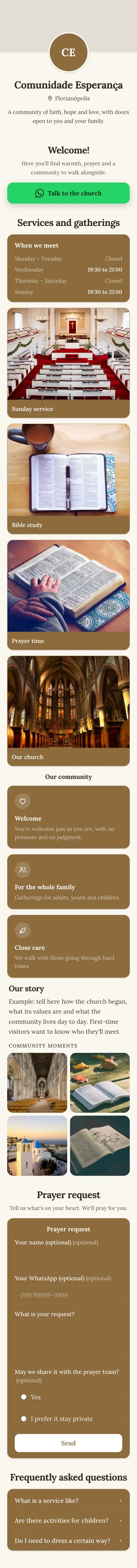 Example mini site: Comunidade Esperança