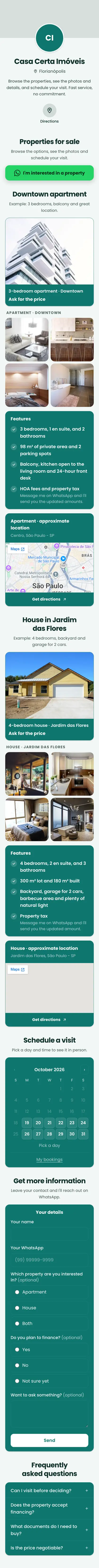 Example mini site: Casa Certa Imóveis