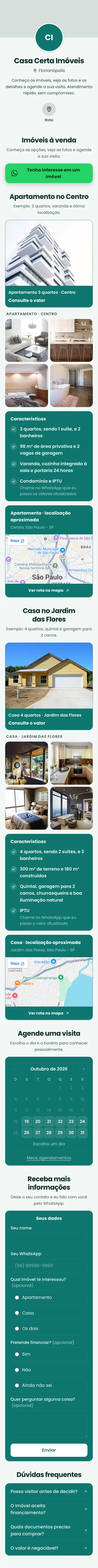 Exemplo de mini site: Casa Certa Imóveis