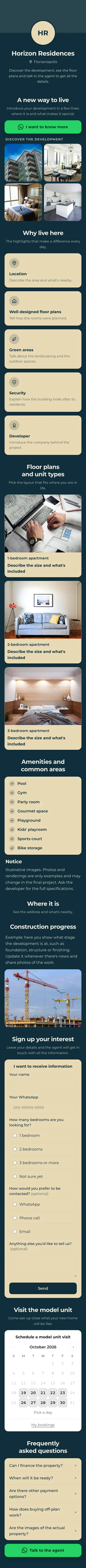 Example mini site: Horizon Residences