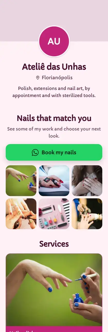 Example mini site: Ateliê das Unhas