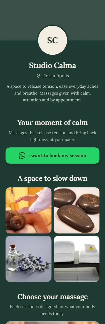 Example mini site: Studio Calma