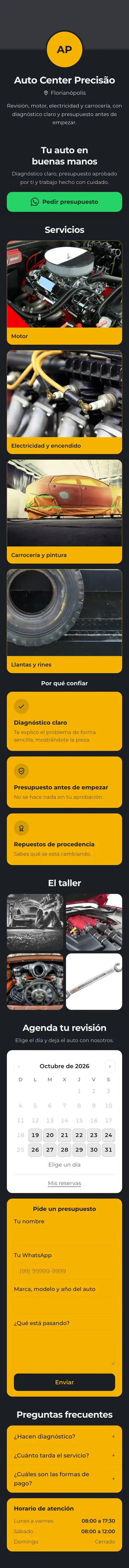 Ejemplo de mini sitio: Auto Center Precisão