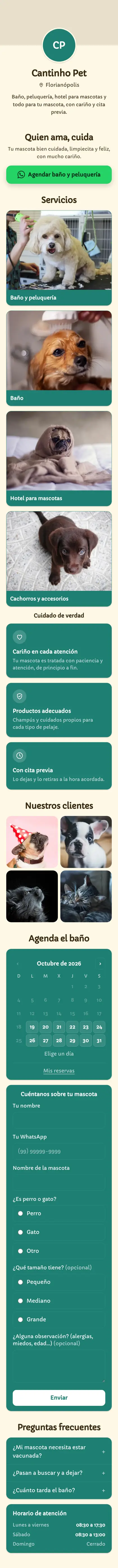 Ejemplo de mini sitio: Cantinho Pet
