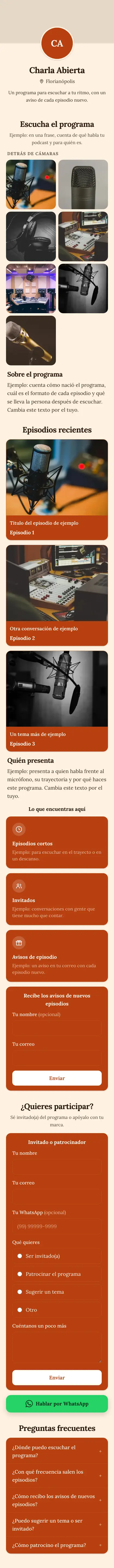 Ejemplo de mini sitio: Charla Abierta