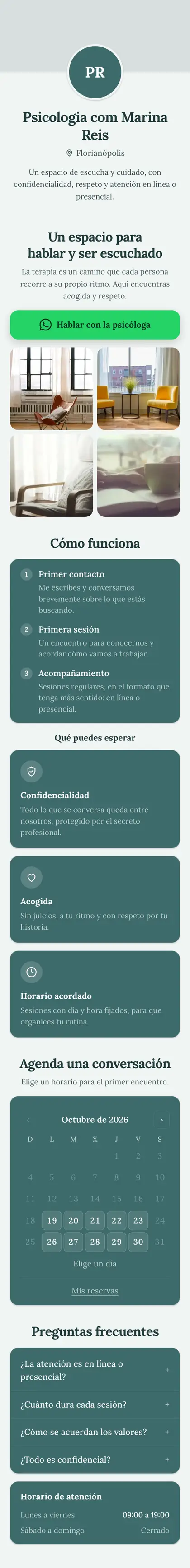 Ejemplo de mini sitio: Psicologia com Marina Reis