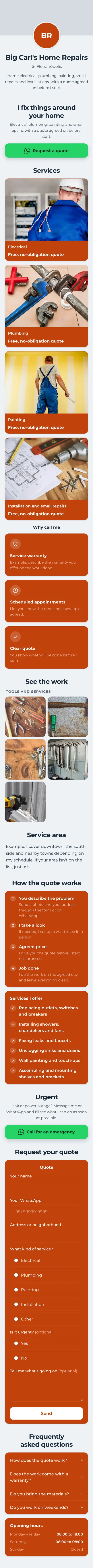 Example mini site: Big Carl's Home Repairs