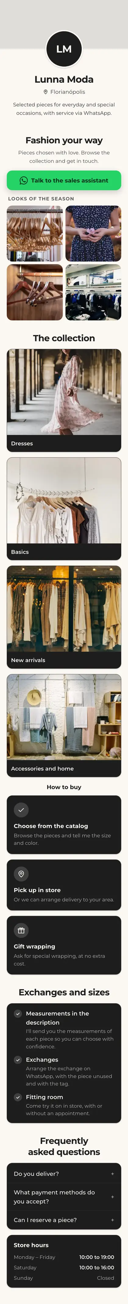 Example mini site: Lunna Moda