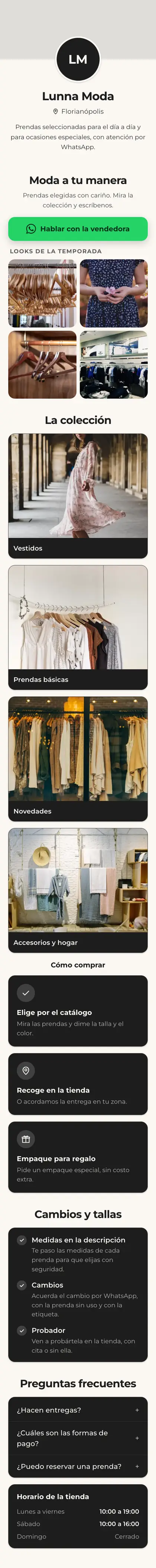 Ejemplo de mini sitio: Lunna Moda