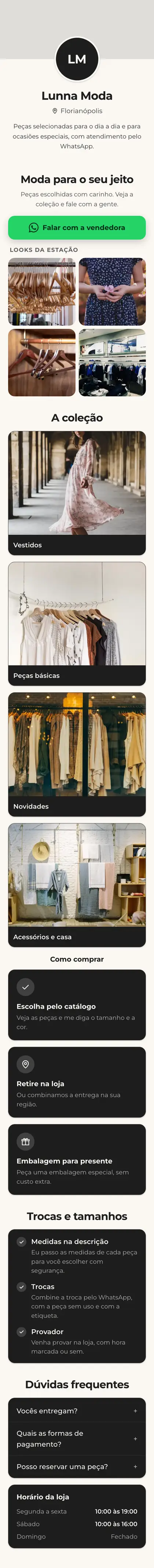 Exemplo de mini site: Lunna Moda