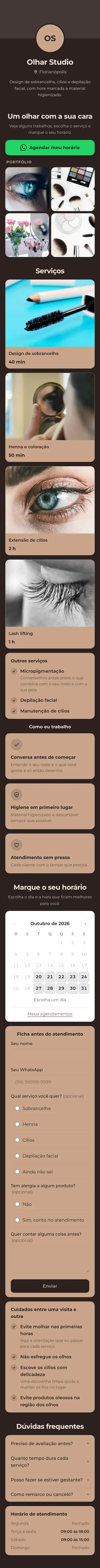 Exemplo de mini site: Olhar Studio