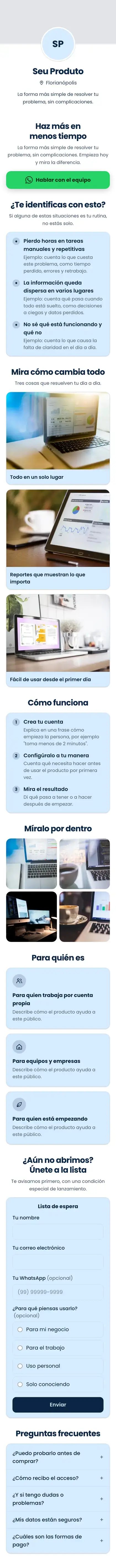 Ejemplo de mini sitio: Seu Produto