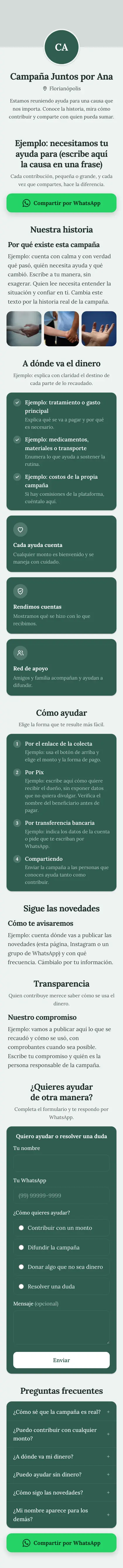 Ejemplo de mini sitio: Campaña Juntos por Ana